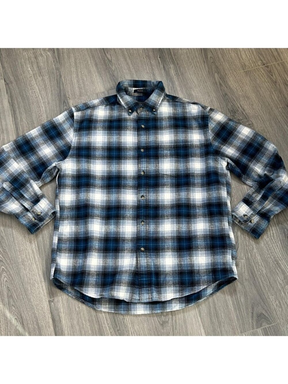 Pendleton Shirt Mens L Blue Plaid Flannel Long Sleeve Button Up Mason Workwear
